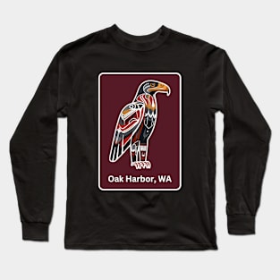 Oak Harbor Washington Native American Indian American Red Background Eagle Hawk Haida Long Sleeve T-Shirt